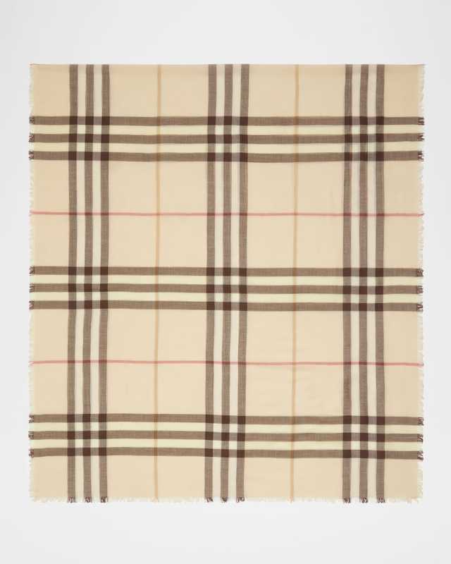 Giant Check-Print Wool Scarf